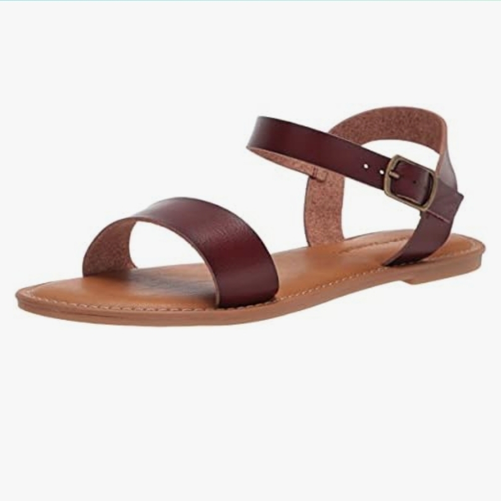 Amazon Essentials Women's Two Strap Buclke Sandals Brown Size 7.5W - Picture 5 of 11